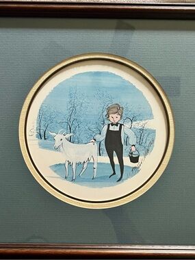P. Buckley Moss Print 1986 Signed #472/1000 Boy Goat Framed “My Companion”